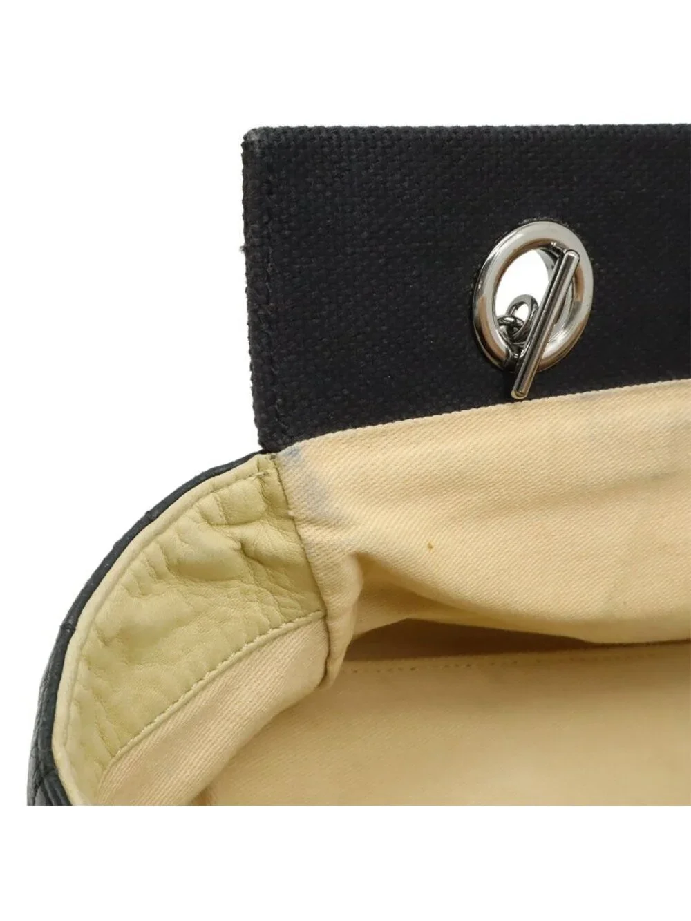 Chanel Choco Bar Chain Tote Quilted Net Canvas Leather Black - Picture 7 of 9